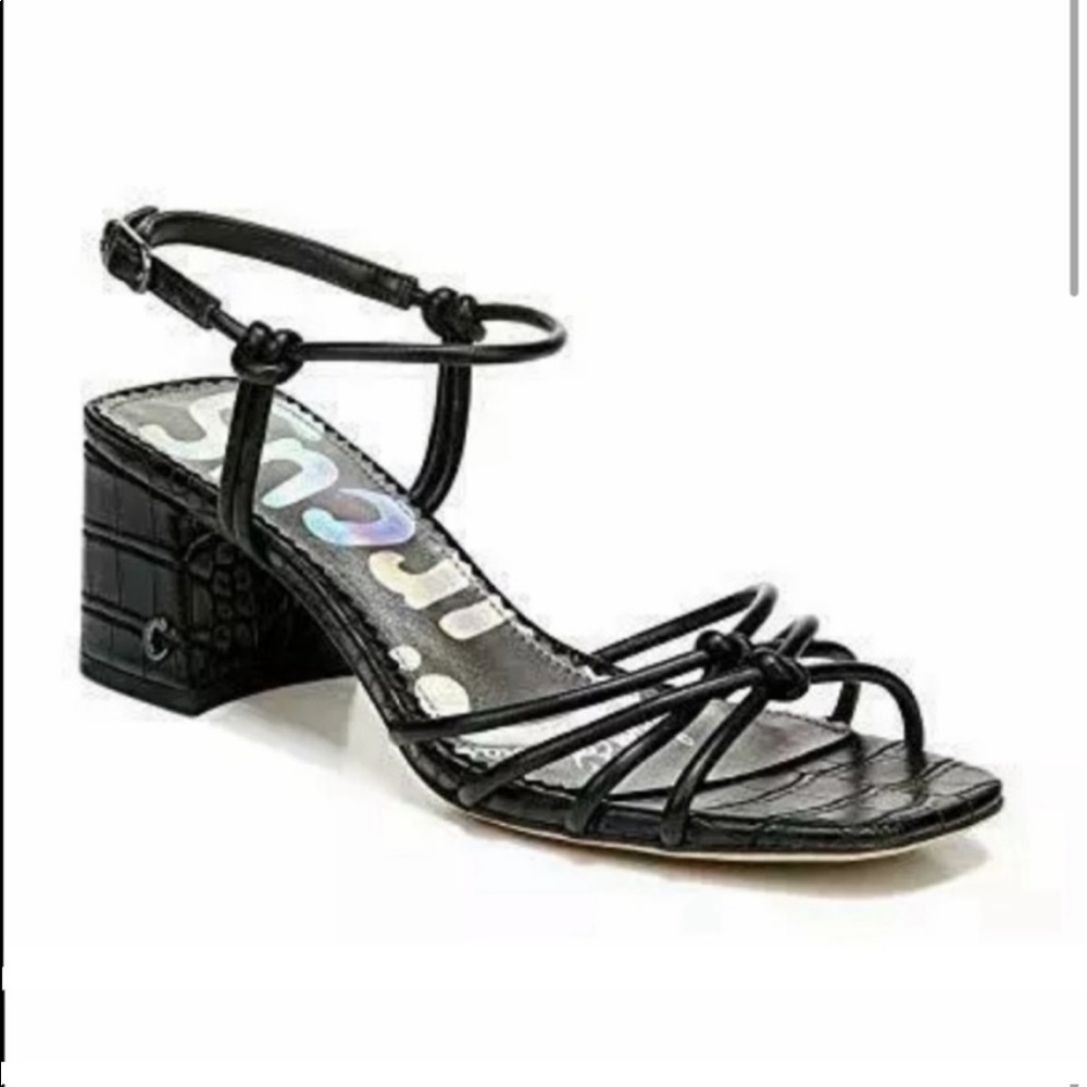 Sam Edelman Circus Faith Black Croc Block Heel Sandals 9.5